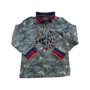 Catimini Boys Size 6 “ Camo Move Mountains” Long Sleeve Graphic Stretchy Shirt